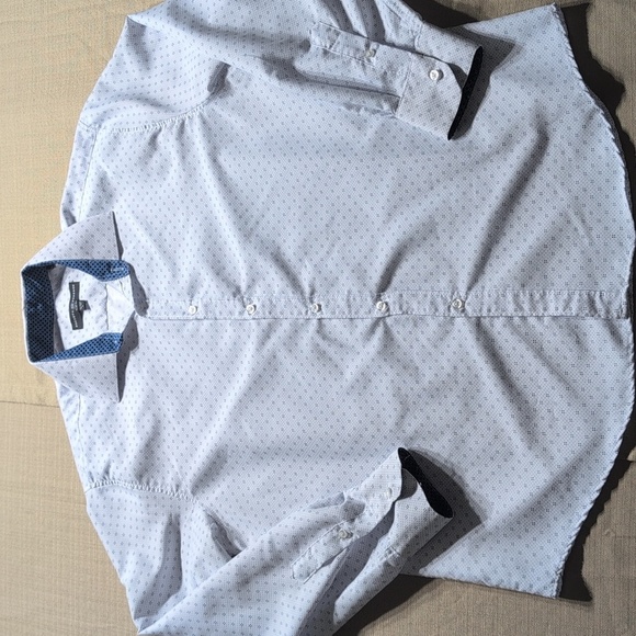 Society of Threads Shirt Mens Large 16-16.5/ 34-35 White/Blue Slim Fit - Picture 1 of 6